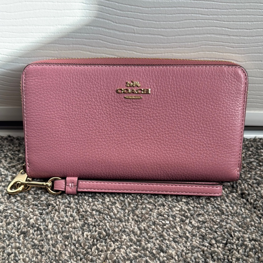 Coach Pink Leather Wristlet Wallet